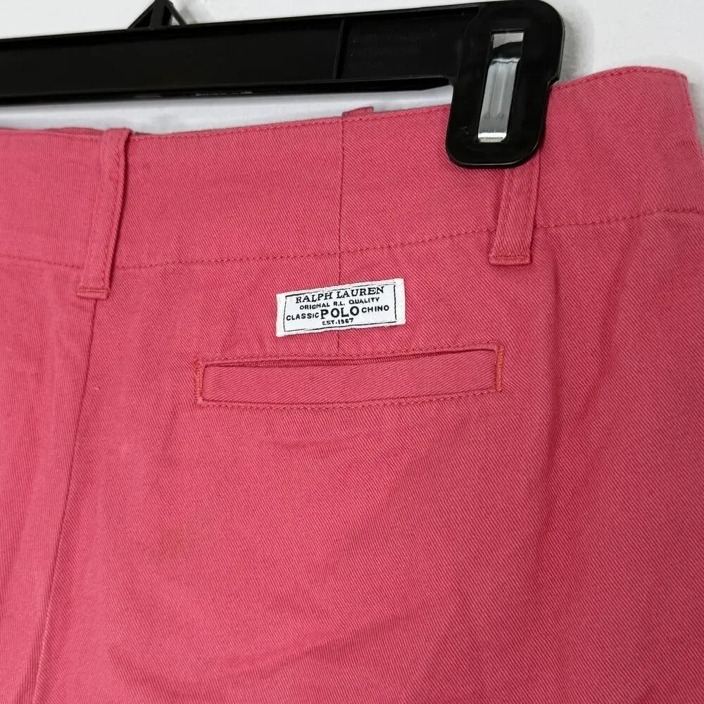 Ralph Lauren Shorts Girls 14 Pink Classic Polo Chino Cuffed Summer Casual